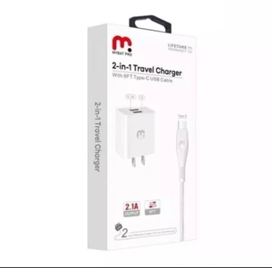 MYBAT PRO - TRAVEL ADAPTER WITH FAST CHARGING USB-C CABLE (6FT) BRAND NEW - Picture 1 of 12