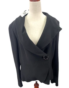 Ellen Tracy Jacket Blazer Womens 14 Black Shawl Collar Button Dressy NWT $448 - Picture 1 of 17