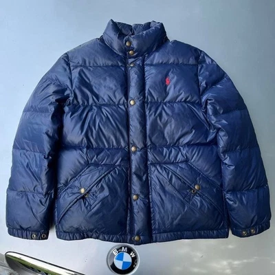 White goose down feathers Navy blue Polo Ralph Lauren puffer jacket - Image 1 of 4