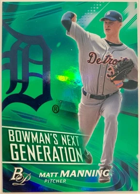 Matt Manning 2017 Bowman Platinum NEXT GENERATION GREEN BNG-MM Baseball Card /99 - Image 1 of 2