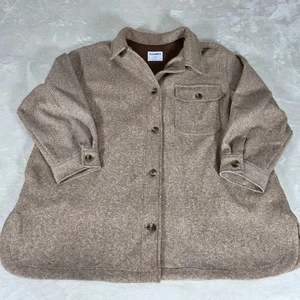 Old Navy Wool Shacket Camel Long Sleeve Button Up Pockets Lined 2X Vented Sides - Picture 1 of 10