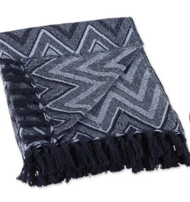 Nautical Blue Chevron Handloom Throw Blanket 50 x 60. NEW. FREE SHIPPING - Image 1 of 3