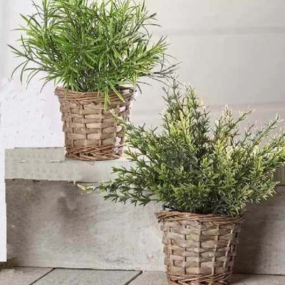 Regalo Artesanal Césped Artificial en Cesta de Sauce, Juego de 2 Foto 1 de 3