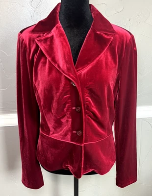 Blazer de seda August para mujer talla M rojo terciopelo vacaciones romántico nuevo con etiquetas Foto 1 de 4