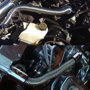 24" Polished Stainless Steel Flex Radiator Hose Kit w/ End Caps Upper & Lower - Picture 1 of 7