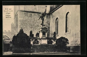 Haßloch /Pfalz, Ansichtskarte, Kriegerdenkmal mit Kirche  - Picture 1 of 2