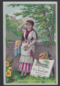 Fruit Tablets By E.J. Hoadley Hartford Conn Lovely Lady Victorian Trade Card - Picture 1 of 2