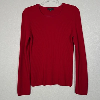 Rag & Bone Mujer Talla L Rojo Cuello Redondo Suéter Acanalado Rojo Mezcla Lana Ajustado Foto 1 de 4