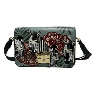 Auth FURLA Metropolis - Blue Gray White Multi Leather Shoulder Bag - Picture 1 of 8
