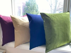 Pillow Cover  Silk Cushion Cover 18 Inch Green Pillow Blue Beige Decor Wine Red - Picture 1 of 25