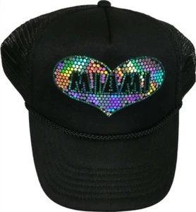 Cappello Love Miami Bling Party paillettes camionista schiuma berretto nero ultra glitter - Foto 1 di 1