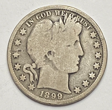 1899 Barber Half Dollar G - Choice Original And Album Toned Cover