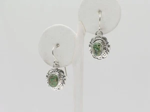 Navajo Handmade Sterling Silver and Sonoran Gold Turquoise Dangle Earrings - Picture 1 of 8