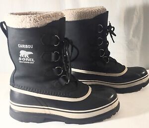 Sorel Caribou Black Waterproof Insulated Snow Boots Womens Size 9