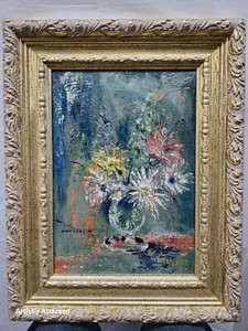 Dipinto olio natura morta vintage anni 60 mazzo di fiori firmato MALPASS 1962 - Foto 1 di 24