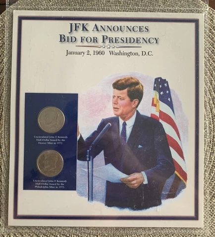 Commemorative Kennedy Half-Dollars Coins and 1964 Register / Vote $.05 US Stamp Cover