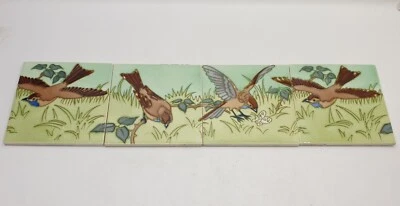 Set of 4 Art Nouveau Fireplace Tiles Céramiques Gilliot & Cie Hemiksem C1900 - Image 1 of 4