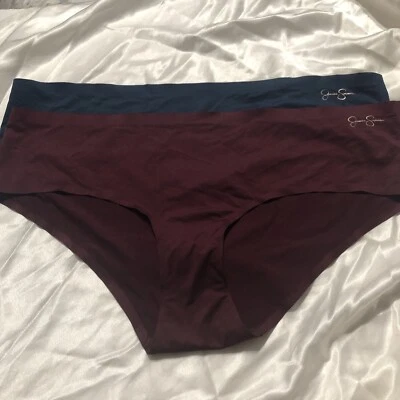2 Pr Jessica Simpson Bikini Bragas Suave Suave Satinado Piel Ciruela XL Spellout Foto 1 de 4