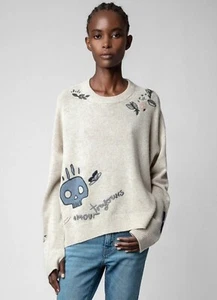 2023 Zadig & Voltaire Markus Multi Leaves Pullover Sweater Sz L $598 NWT - Picture 1 of 16