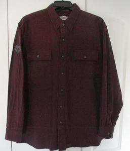 NUOVA camicia uomo Harley Davidson Maroon XL bottoni colletto manica lunga tasca - Foto 1 di 18