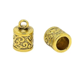 Tibetan Style Antique gold cord ends  6mm hole 13X8.5mm end caps nickel free - Foto 1 di 2