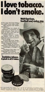1975 Vintage Print Ad Skoal Smokeless Tobacco Walt Garrison Football Rodeo Star - Picture 1 of 2