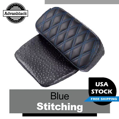 Almohadilla de respaldo pequeña Advanblack Raptor costura azul para Harley Davidson Foto 1 de 4