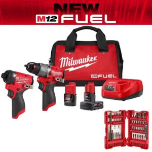 Kit combinado de taladro percutor inalámbrico sin escobillas M12 FUEL 12-V Li-Ion y atornillador de impacto - Imagen 1 de 12