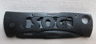 SOG Micron II Small Folding Knife Plain Blade Inscribed - Image 1 of 4