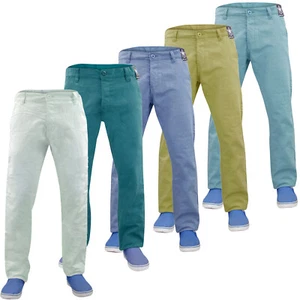 Pantaloni chino uomo slim fit jeans cotone gamba dritta pantaloni casual tutte le taglie vita - Foto 1 di 24