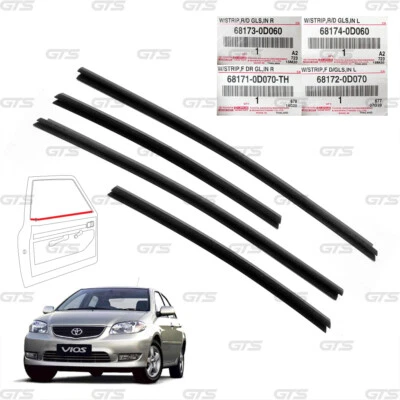 Set 4Pc Inner Weatherstrip Door Belt For Toyota Vios NCP41 42 Yarish '03 '06 - Image 1 of 4