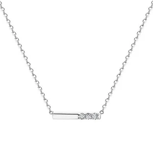 18K White Gold Plated Silver Necklace With 0.15 TCW Lab Grown Diamond (D-E, VS) - Picture 1 of 5