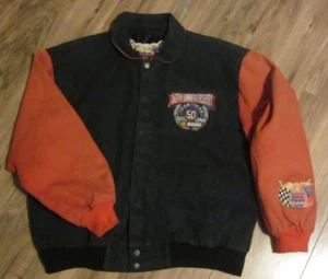 Vintage 50th Anniversary Nascar Denim Jacket w/Embroidery--Jeff Hamilton, Size M - Picture 1 of 10