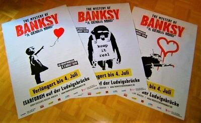 MINT! 2021 3x XL (3x 84cm) BANKSY German Exhibition Art Poster Extended Version! - Image 1 of 4