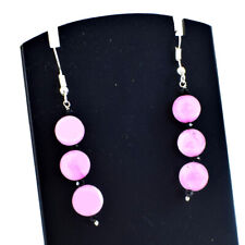 49.00 Cts Natural Pink Rose Quartz & Black Spinel Round Beads Earrings NK 73E93