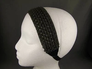 Dk Grey crochet 2" wide stretch elastic headband kids girls childrens - Picture 1 of 4