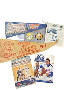 Vintage New York Mets Pennant Button Pin Ephemera Lot 1960's - Picture 1 of 22