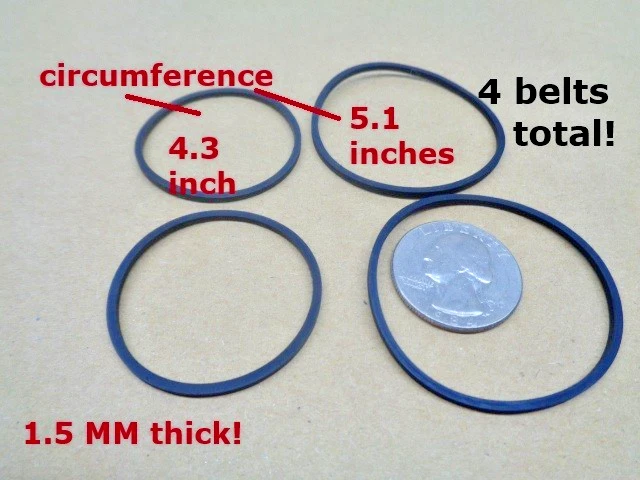 4 BELTS FOR CASSETTE PLAYER RADIO 8 TRACK RECORD PLAYER ECT. (4 BELTS) new! - Image 1 of 1