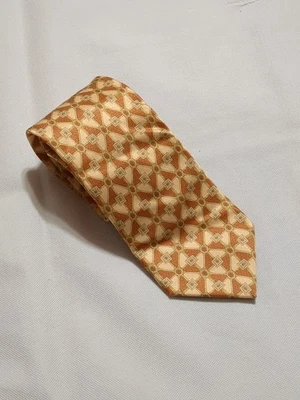 Corbata LANVIN Paris Hombre 100% Seda Naranja Geo. Patrón Hecho en Francia Foto 1 de 4