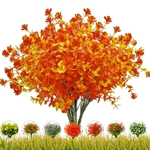 8 Bundles Artificial Fall Flowers for Outdoors UV Resistant Fake Flower No Fa... - Picture 1 of 8