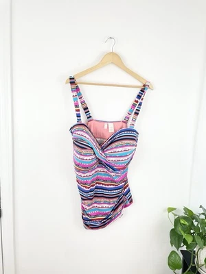 Traje de baño Tankini Anne Cole 24W rosa multicolor top para mujer Plus 24W Foto 1 de 4