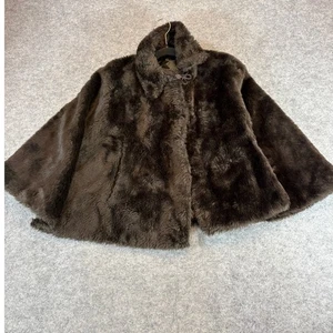 Vintage 80s Fur Coat Jacket Womens Medium Brown Boxy Fit Winter Insulated - Picture 1 of 7