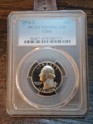 1976 S Bicentennial Washington Quarter Grated By PCGS PR69DCAM - Image 1 of 4