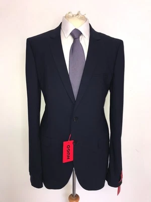 HUGO BOSS - Mens Extra Slim Fit DARK BLUE WOOL SUIT - 42 Long - W34 L35 - BNWT - Image 1 of 4