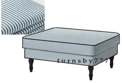 IKEA Stocksund Footstool Slipcover Remvallen Blue & White Ottoman Cover Genuine - Image 1 of 4