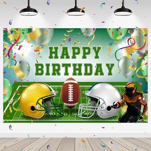 American Football Birthday Backdrop Boys Kids Men Birthday Photography Backgroun - Picture 1 of 7