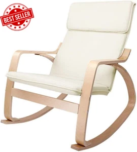 Rocking Chair Cushion Wooden Armchair Recliner Chairs Lounge Dining Nursing Seat - Picture 1 of 12