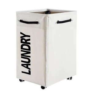 86L Collapsible Laundry Hamper Wheels Waterproof Rolling Dirty Clothes Bin - Picture 1 of 8