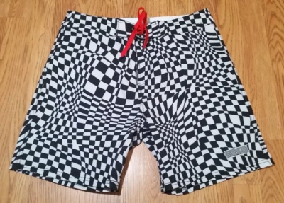 Pantalones cortos de tabla M/SF/T Mad Minds (30) negros/blancos a cuadros, elásticos, bolsillo trasero Foto 1 de 3