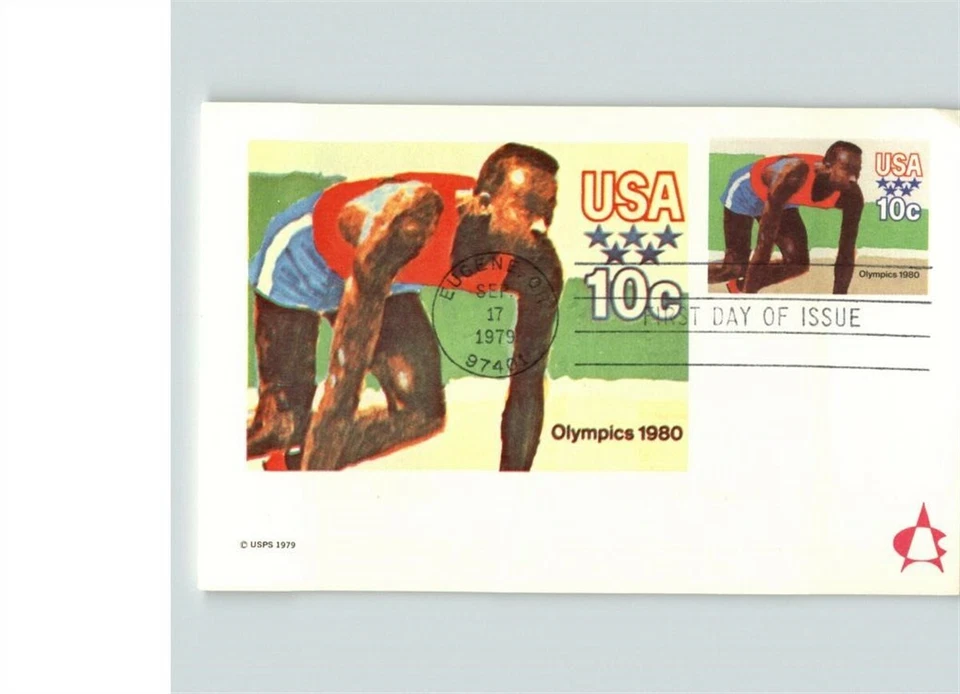 Jesse Owens, OLYMPIC GOLD MEDALIST, First Day of Issue on card - Image 1 of 1